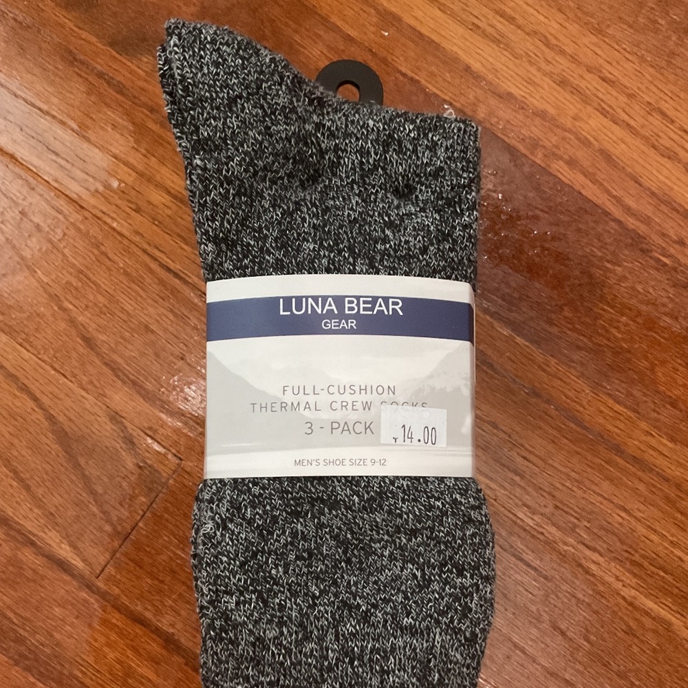 LUNA BEAR 3 PACK THERMAL HIKING SOCKS NEW